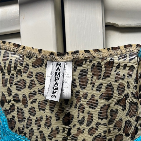 Rampage Leopard Print Camisole with Blue Lace - Picture 2 of 5